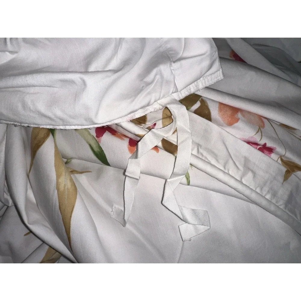 Vtg Coming Home Lands End King Duvet Cover Watercolor Tropical Floral Cotton NWT